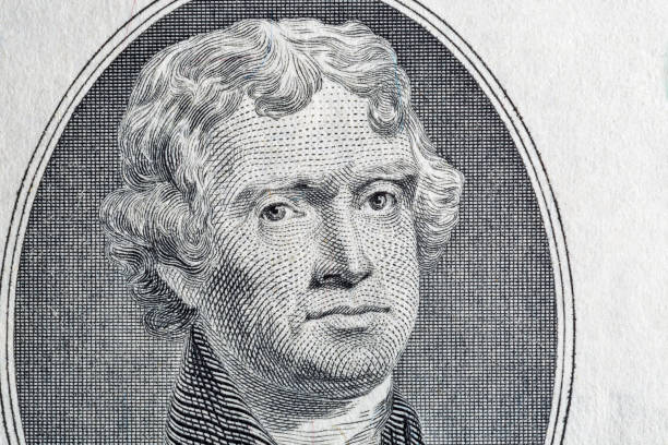 istock Portrait of the third US President Thomas Jefferson on two dollar bill macro 1214554891