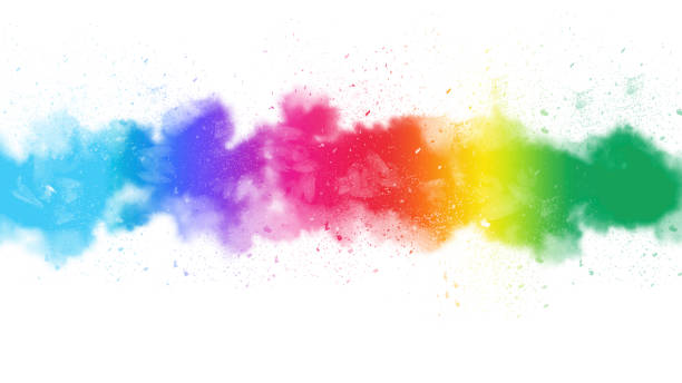 Watercolor Painting Brush Strokes - Rainbow Spectrum and Copy Space