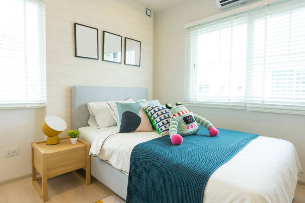 istock White and blue teen boy bedroom 1214557105