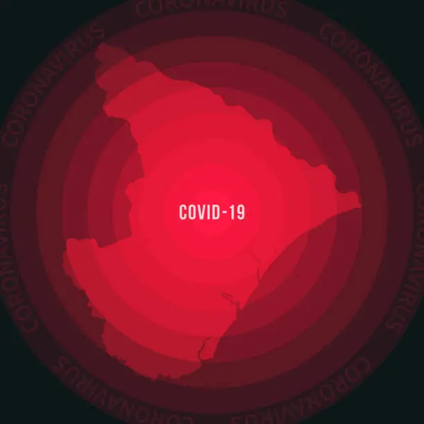 Vector illustration of Sergipe map with the spread of COVID-19. Coronavirus outbreak