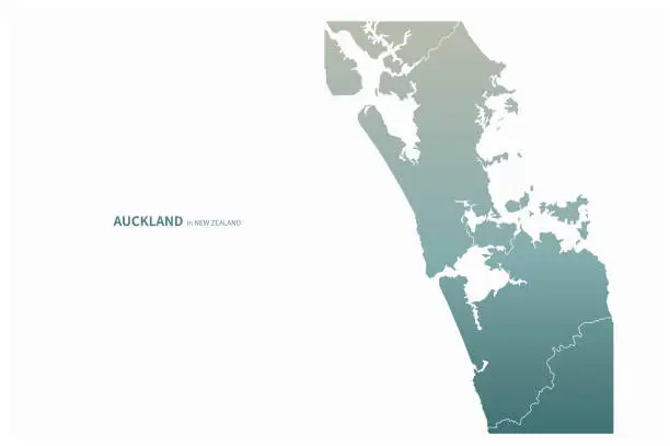 Vector illustration of Auckland City Line Map. Vector new Zealand map for graphic design source.