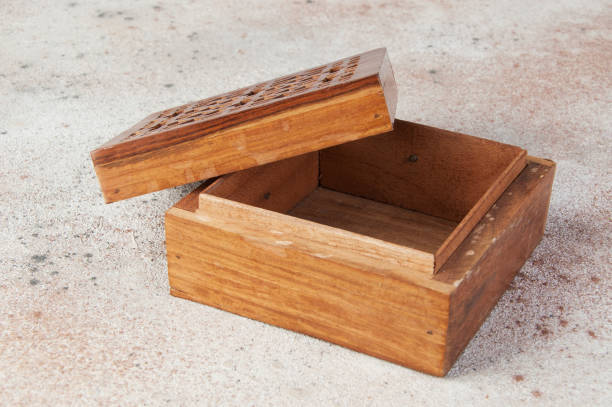 istock Vintage wooden aroma box on concrete background. 1214561686