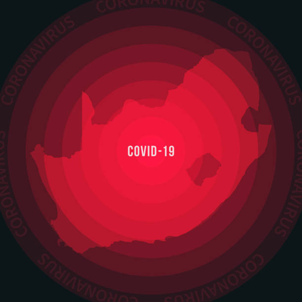 illustrazioni stock, clip art, cartoni animati e icone di tendenza di mappa del sudafrica con la diffusione del covid-19. focolaio di coronavirus - pretoria