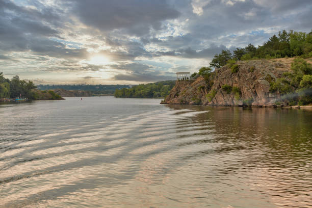 istock Khortytsia island sunset landscape, Ukraine 1214563230