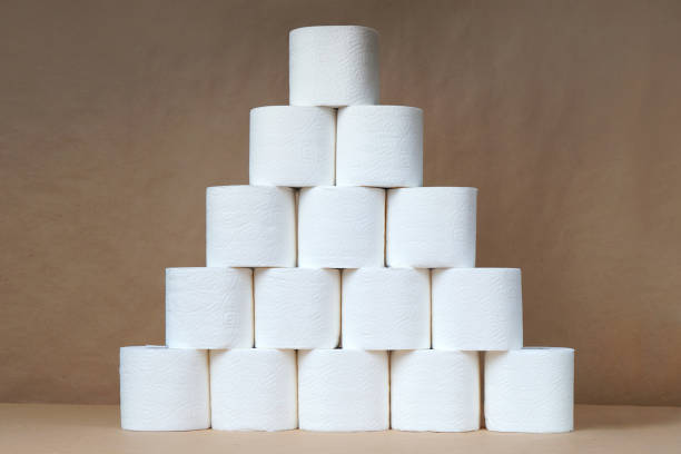 istock Toilet paper pyramid. Quarantine hype. 1214564777