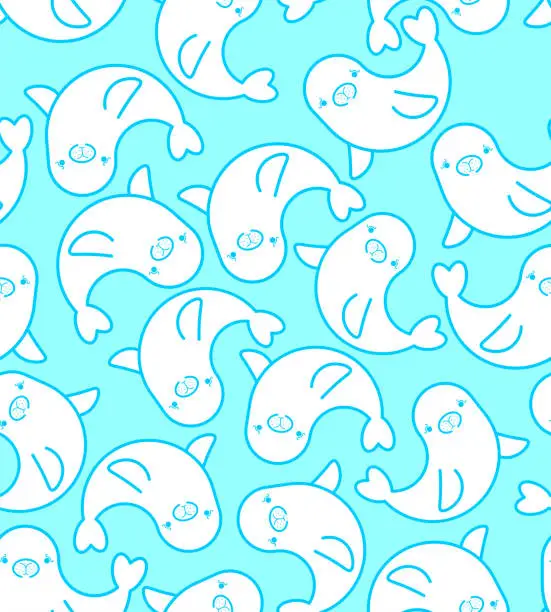 Vector illustration of Harp Seal Pup pattern seamless. Animal vector background