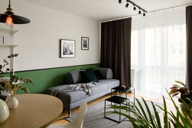 istock Living room with gray sofa 1214570707