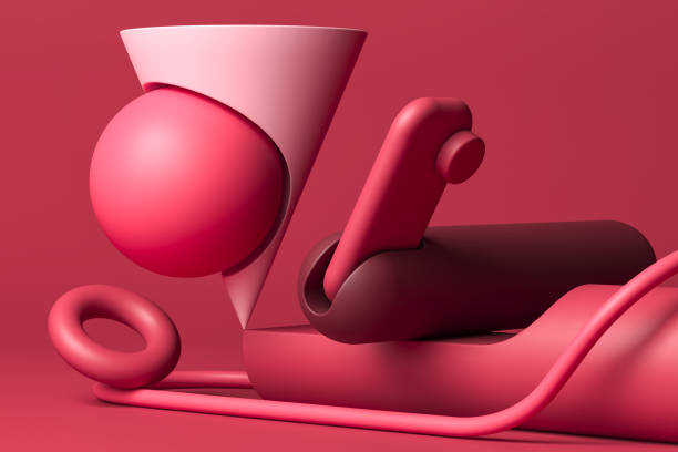istock Abstract Matte Figures Of Pink Colors Different Hues on Pink Background. 3d Rendering. Creative Wallpaper and Background 1214571196