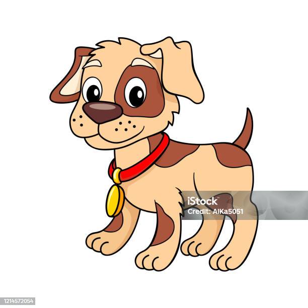 Cute Cartoon Little Dog Puppy Vector Illustration Isolated On White  Background Stock Illustration - Download Image Now - iStock