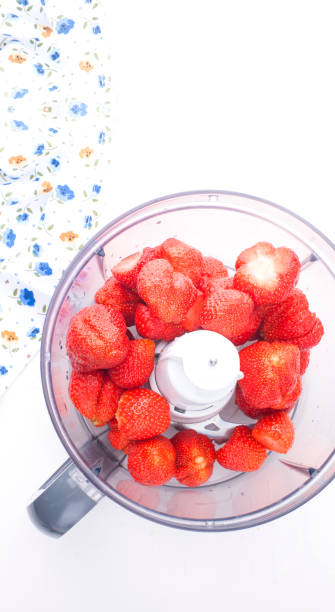 istock Strawberries in a blender. Making a cocktail. Healthy nutrition, berries. Banner. Long format. Copy space 1214574210