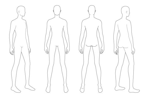 istock Fashion template of standing men 1214576003