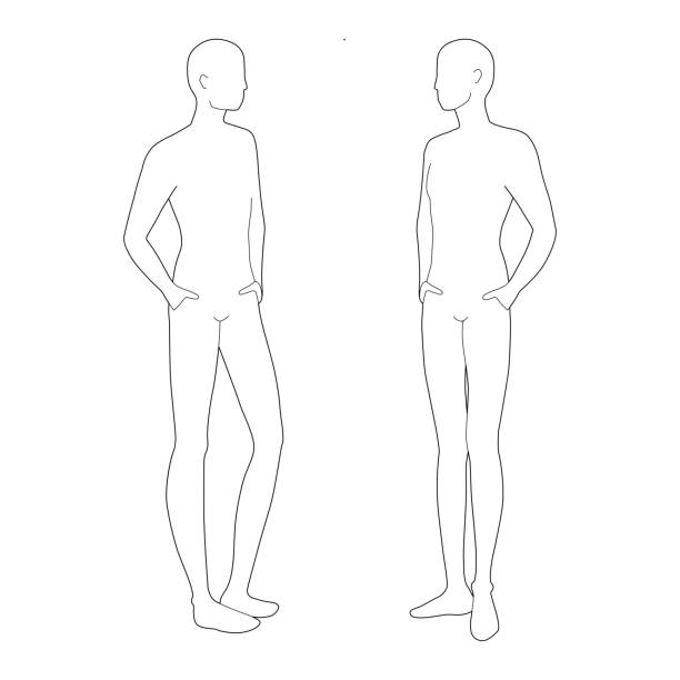 istock Fashion template of relaxing stand men 1214577734
