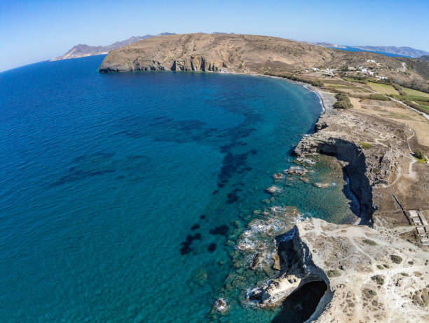istock Aerial view of Cliffs and beach in Papafragas beach 1214587954