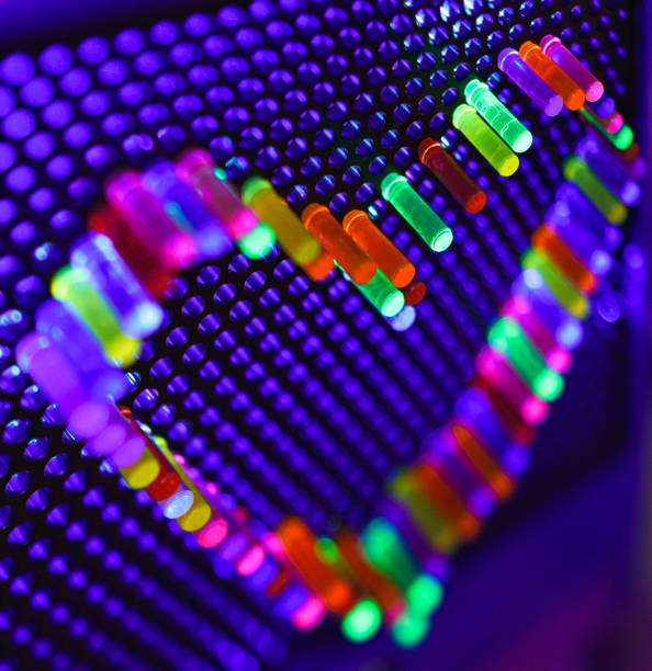 istock Colored Lighted Pegs in Shape of Love Heart 1214592642