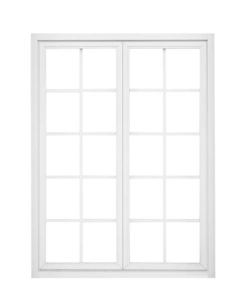 istock Real vintage house window frame isolated on white background 1214593068