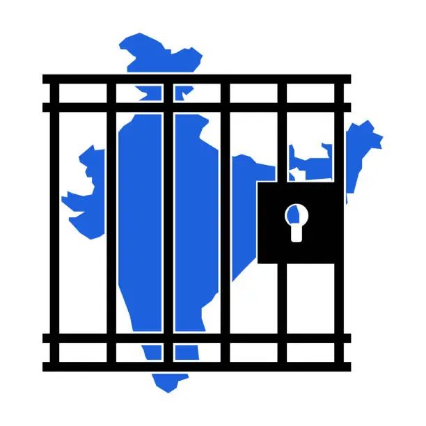 Vector illustration of Concept of India being locked down. Coronavirus outbreak in India.