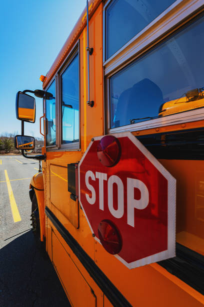 istock School Bus in Parking Lot 1214598329