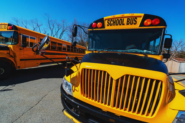 istock School Buses in Parking Lot 1214598332