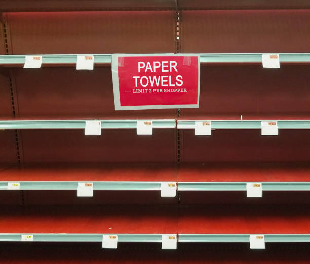 istock Paper Towels limit per shopper at grocery store 1214599993