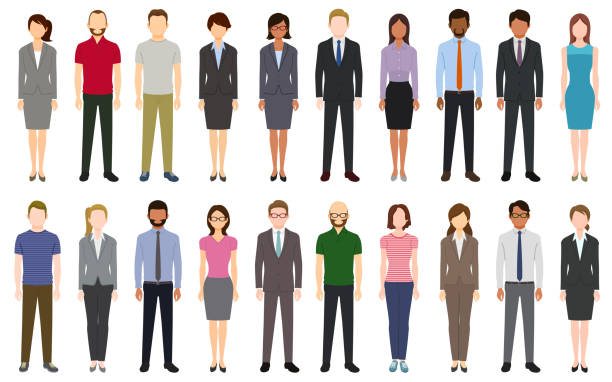 Multiethnic group of people Multiethnic group of people.
Created with adobe illustrator. full body cartoon stock illustrations