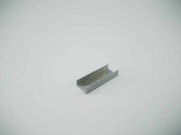 istock Silver staples clip office stationary equipment isolated on a white background 1214610869