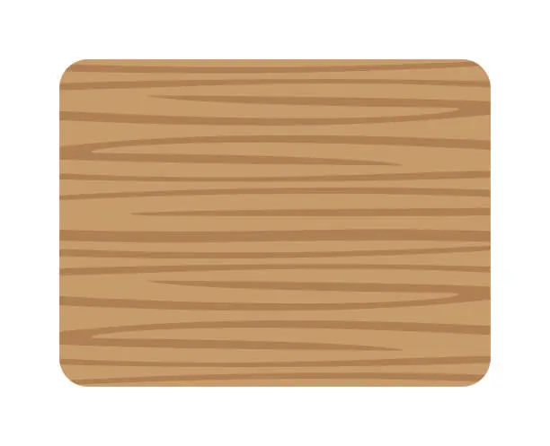 Vector illustration of butcher wood square and corner rounded, wood board isolated on white background, planks wooden brown, empty wooden plank board, illustration plank brown wood texture, top view