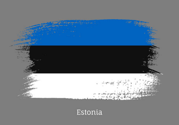 istock Estonia official flag in shape of brush stroke 1214619664