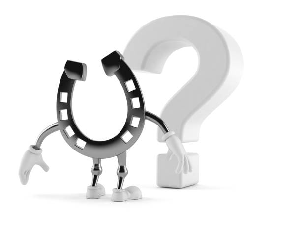 istock Horseshoe character looking at question mark symbol 1214623943