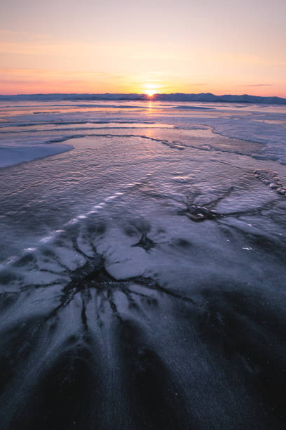 istock Frozen lake Baikal landscape in winter. 1214626092