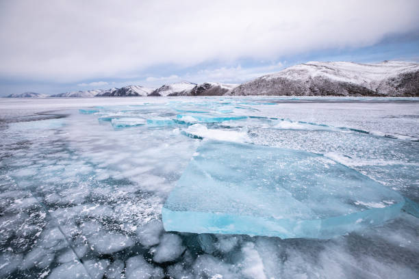 istock Frozen lake Baikal landscape in winter. 1214626098