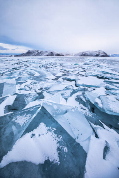 istock Frozen lake Baikal landscape in winter. 1214626323