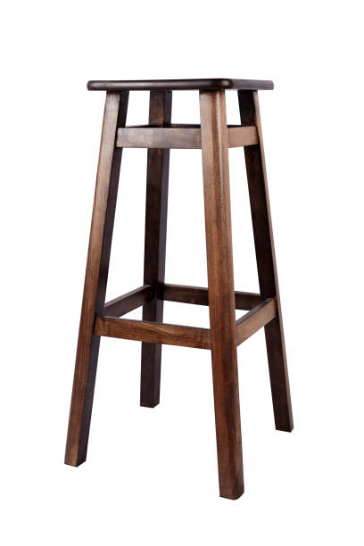istock Brown wooden comfortable chair, stool for pub isolated on white background. 1214626903