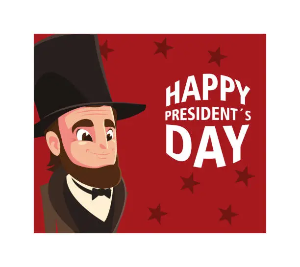 Vector illustration of happy president day, president abraham lincoln