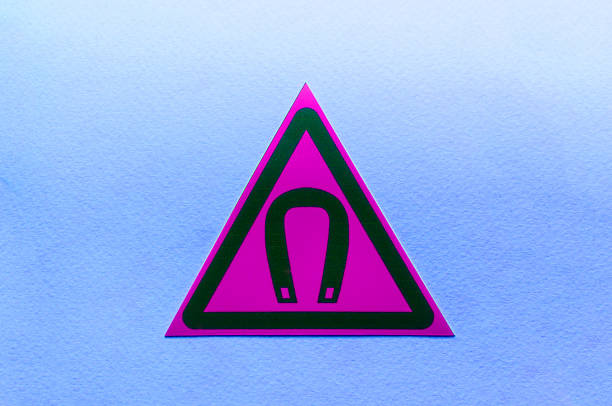 Yellow background with hazard warning signs. Abstract backdrop