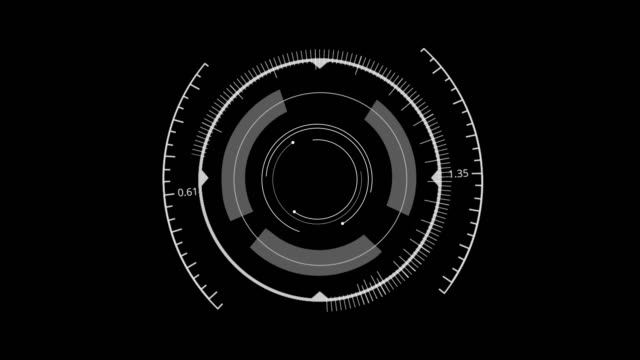 HUD Circle User interface on isolated black background. Target searching scope and scanning element theme. Digital UI and Sci-fi circular. 3D illustration rendering