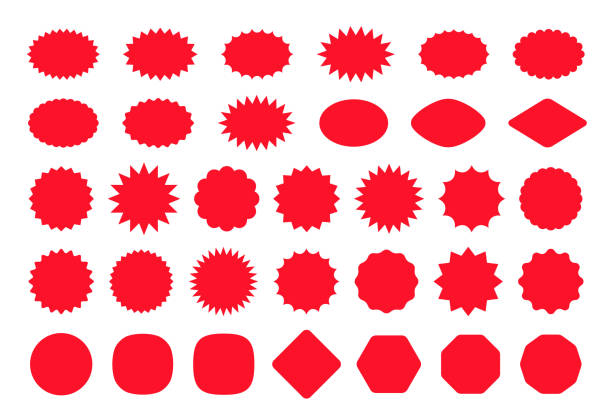 значки и наклейки с ценниками starburst. векторная иллюстрация. - горизонтальный иллюстрации stock illustrations