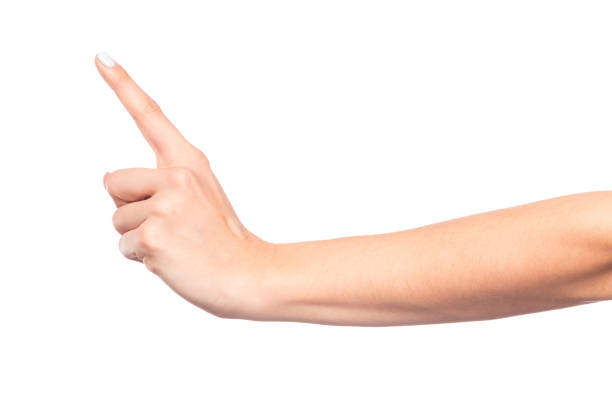 istock female hand isolated on white background showing hand gestures 1214633938