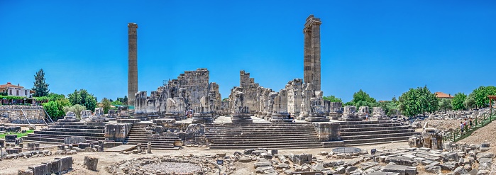 Didyma, Turkey 20.07.2019. The Temple of Apollo at Didyma, Turkey. Panoramic view on a sunny summer day