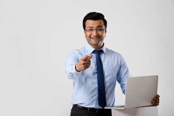 istock Happy businessman over white background 1214637117