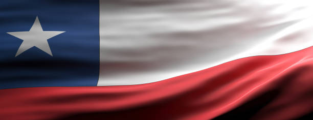 istock Chile national flag waving texture background. 3d illustration 1214638203