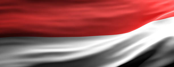 istock Indonesia national flag waving texture background. 3d illustration 1214639479