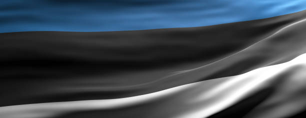 istock Estonia national flag waving texture background. 3d illustration 1214639679