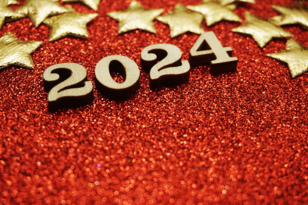 istock Happy New year 2021 with space copy on red glitter background 1214640994