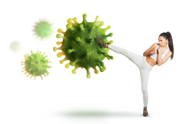 Virus attack; defend from the virus concept; stock photo