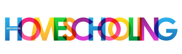 homeschooling красочный баннер типографии - wisdom university single word student stock illustrations