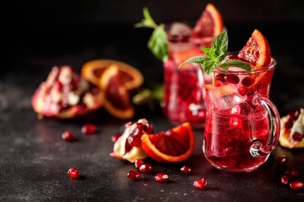 istock Red cocktail with blood orange and pomegranate. 1214645026