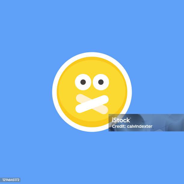Emoticon Sticker Blauwe Achtergrond Stockvectorkunst en meer beelden van Humor - Humor, Plakband, Applicatie