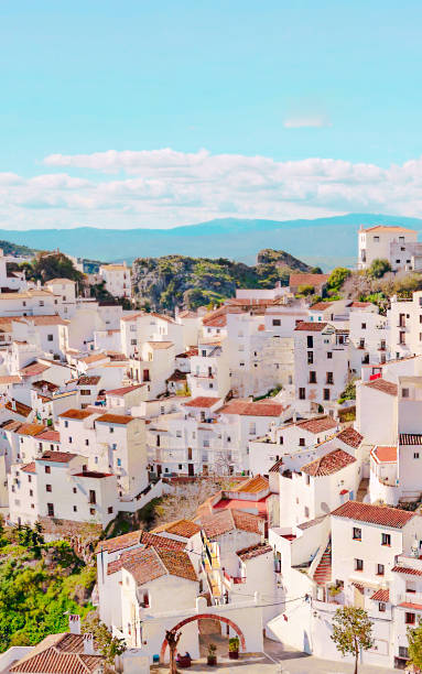 Casares village Casares in the mountains in Andalusia in a sunny day. It´s a vertical picture casares photos stock pictures, royalty-free photos & images