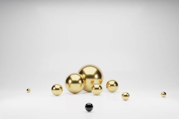 istock 3d abstract shapes geometric background. Set of golden modern graphic elements balls. Gradient abstract banner with flowing liquid shapes. Template for the design of a logo, flyer or presentation. 1214650002