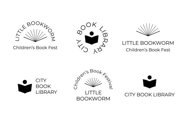 детские книги fest эмблемы - bookstore stock illustrations